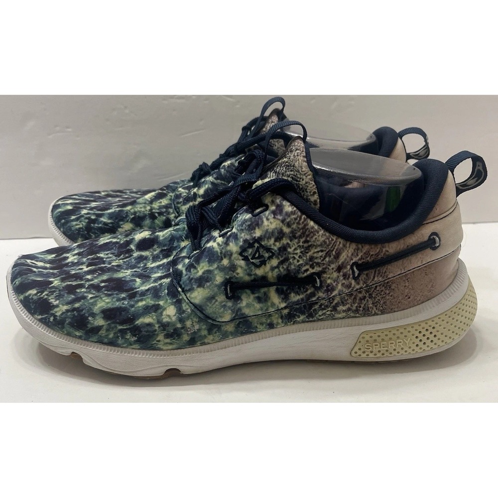 Sperry Men's 7 Seas 3-Eye Waterlust Athletic Shoes Blue Green Aquatic Men's 10